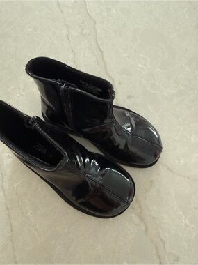 Zara Black Patent Kids Ankle Boots